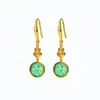 Prata S925 Banhada a Ouro Esmeralda Africana Natural Estilo Antigo Retrô Estilo Étnico Brinco Gancho Cheongsam Dinastia Han Brincos