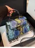 Moda Retrô Tendência Europeia e Americana Personalidade Bolsa Kelly de Mão Feminina 206 Nova Textura de Pele de Cobra Ombro Único Transversal Bolsa Feminina