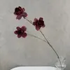 Flor de Princesa de Tres Cabezas Decoración de Boda Día de San Valentín Cumpleaños Flor Artificial Arte Floral Hecho a Mano Sala de Transmisión en Vivo Paisajismo del Hogar Flor Falsa