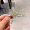 Pinza para el pelo de estrella de mar azul de verano para mujer, estilo resort costero, linda pinza lateral de acetato, pinza para el pelo de estrella, accesorio para el pelo