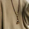 Collar Colgante de Anillo Largo Asimétrico Retro para Mujer Cadena de Suéter de Cuello Halter Ajustable Estilo Étnico Accesorios de Alta Gama