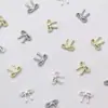 Accesorios Populares para Uñas con Forma de Lazo, Decoraciones Metálicas Pequeñas en Forma de Lazo para Uñas Tridimensionales, Pegatinas Metálicas para Uñas de Aleación al por Mayor
