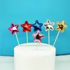 Qing Cang Redes Sociales Tarjeta de Enchufe para Pastel de Cumpleaños Enchufe PU Reflectante Mate Amor Estrella de Cinco Puntas Enchufe para Mesa de Postres