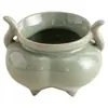 Quemador de incienso de tres patas con doble asa, pequeño quemador de incienso de cerámica para uso doméstico, soporte de incienso estilo Zen, soporte de incienso para estudio y mesa de té, quemador decorativo de aromaterapia