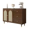 Aparador de Rattan Estilo Francês, Armário de Armazenamento, Armário de Cozinha, Armário de Chá para Casa, Sapateira de Chão para Entrada de Casa