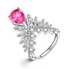 Nuevo anillo de corona de plumas de diamante completo con forma de pera de joyería de lujo ligero anillo de diamante de alto carbono con ala de ángel