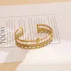 Pulseira Hidráulica Aberta de Aço Inoxidável Mais Vendida em Fronteiras, Pulseira de Braço da Moda Europeia e Americana, Banho de Ouro Real 18K, Pulseira de Aço Titânio
