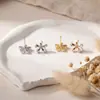 Pendientes de Borlas para Transmisión en Vivo Moda Redondos Gota de Agua Cuadrados Pétalo Parche Zirconia Stud Pendientes Mujer Perla Lujo Ligero
