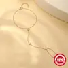 Nuevo Anillo Pulsera de Plata de Ley S925 Trébol de Cuatro Hojas Minimalista Incrustado de Diamantes Estilo Coreano Personalidad de Nicho Versátil Elegante Cadena para el Dedo