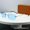 2025 Nuevas Gafas de Sol Azules Sin Montura Estilo Sexy Europeo y Americano Gafas Anti-UV para Mujer Gafas de Sol de Alta Gama Y2K