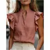 Tienda Independiente de Amazon 2026 Nuevo Modelo Versátil Minimalista Relajado Blusa sin Mangas con Volantes Vintage para Mujer
