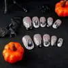 Colección de uñas redondas de Halloween manicura lista para usar uña postiza parche de uña pieza de uña