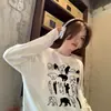 Camiseta blanca de algodón puro de manga larga para mujer, estilo high street americano, primavera/otoño 2026, estilo holgado y casual, adecuada como top de capa base