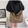 Leopardo Print Canvas Commuter Lazy Style Bag Mulheres 2024 Comércio Exterior Moda Portátil de Grande Capacidade Ombro Bolsa Múmia Crossbody Bag