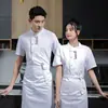 Ropa de Trabajo de Chef para Hombre de Manga Corta de Verano Fina Transpirable Hotel Restaurante Cocina Ropa de Trabajo Estilo Chino Ropa de Trabajo para Mujer