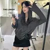 Casa de Roupas Yuzi / Estilo Coreano de Outono Algodão Colorido com Capuz Casual Tricô Meio Zíper Manga Longa Cobertura