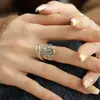 Nuevo Anillo de Flor de Peonía Retro para Mujer, Nuevo Diseño de Estilo Chino de Nicho Estilo Nacional, Anillo Sencillo y de Alta Gama de Color Liso Exquisito