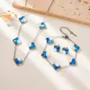 Conjunto Popular de Trébol de Cuatro Hojas Transfronterizo Pulsera y Collar de Acero Inoxidable Joyería de Lujo de Nicho Estilo Europeo y Americano