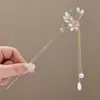Novo Grampo de Cabelo Antigo Estilo Chinês Borboleta de Liga para Coque na Parte de Trás da Cabeça, Elegante Grampo de Cabelo com Borla para Hanfu Cheongsam