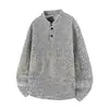 Camisa Estilo Americano Hombros Caídos Jacquard Texturizado Cuello Henley Manga Larga Hombre Primavera/Otoño Sudadera Capa Base Marca de Moda POLO Top