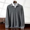 2026 Novo Tricô Masculino de Gola Polo para Outono e Inverno, Cor Sólida, Versátil, Caimento Solto, Estilo Casual de Alta Qualidade