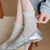 Calcetines de Malla Calados Finos de Verano con Diseño de Corazón para Niños Ins Coreanos Color Combinado de Media Caña de Algodón con Encaje Apilados