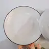 Prato quadrado simples de 8,5 polegadas com borda preta, disco de 8 polegadas, produtos cerâmicos domésticos, fabricantes de cerâmica, fornecimento primário, atacado
