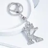 Chaveiros Populares Estilo Europeu e Americano com 26 Letras Cravejados de Diamante, Acessórios para Chaveiro de Carro e Mochila, Chaveiros com Pingente de Metal Atacado