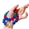 Collar de Cadena para Clavícula de Perla de Cristal Artificial Redonda de Partículas Grandes Azul Verde Morandi de Alta Calidad con Resorte de 14 mm