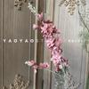 Simulación de decoración floral para bodas de delphinium con flocado de 2 tenedores, diseño de hilera de flores para bodas de hotel de jacinto violeta