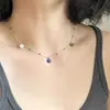 Estilo nuevo de primavera y verano, cadena para clavícula con colgante de florcitas de colores, collar para mujer con colgante de manzana roja lindo