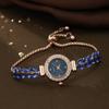 Nuevo 2024 Sencillo Combinable Borde Redondo de Diamante Forma de Hoja Cadena Pulsera de Cuarzo Reloj Conjunto de Collar Pendientes Anillo para Mujeres