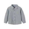 Camisa infantil marrón, camisa de manga larga multicolor para primavera y otoño, top versátil de color liso para niños, uniforme escolar