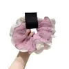 Goma para el pelo plisada de lunares florales morados estilo coreano, elegante, de doble capa, artística, versátil, con un toque de alta gama