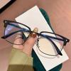 Gafas de miopía de media montura, estilo retro, negras, antiluz azul, para hombre, con protección para los ojos, planas y sin graduaciones.