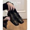Sapatos de Couro de Ovelha Estilo Francês para Mulheres com Salto Grosso, Sapatos de Ballet de Salto Alto Bonitos e Confortáveis, Sapatos Mary Jane Retro com Laço