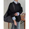 Sudadera de Estilo Coreano para Primavera y Otoño, Falsa de Dos Piezas, Color Contrastante, Costuras, Forro Polar, Manga Larga, Mismo Estilo para Hombres y Mujeres, Cuello Solapa, Holgada, Pulóver