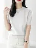 Camiseta de Manga Corta de Punto de Seda de Hielo para Mujer Verano 2026 Nuevo Estilo Moda Temperamento Holgada Adelgazante Camiseta Top