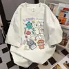 Camiseta de Manga Corta con Estampado de Letras de Dibujos Animados Estilo Graffiti para Mujer 2026 Nuevo Estilo de Verano Estilo Universitario Top Holgado y Versátil
