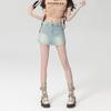 Saia Jeans Feminina de Cintura Alta Cor Clara Estilo A-Line Verão Novo Estilo Shorts de Menina um Pouco Sexy Calças Saia de Quadril