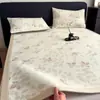 2026 Novo Modelo Grau A Polietileno Série Plantas Verdes Jacquard Refrescante Tapete Macio 90*200cm Conjunto de Duas Peças