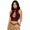 26 estilos de tops sexy de rejilla huecos para chicas calientes, de malla transparente versátiles para discoteca, disponibles en stock, venta al por mayor, tops ajustados y camisetas sin mangas