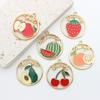 Accesorios para joyería diy transfronterizos redondos de marca gota de aceite de fruta grande cereza sandía aleación gota de aceite colgante llavero