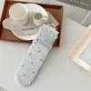 Meias de Bolinhas Estilo Japonês para Mulheres, Meias Finas de Malha Absorventes de Suor para Primavera e Verão, Meias Arrastão com Borda de Bolhas Sem Costura, Meias de Renda
