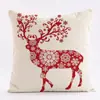 Funda de almohada roja de alce para Navidad, funda de cojín decorativa navideña para sofá, mesita de noche, impresa, sin relleno