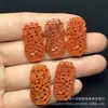 Jade de Mianmar Jade Vermelho Esculpido Flor Oca Vaso Brincos Acessórios Atacado DIY Joias de Jade Estilo Antigo Acessórios para Pente