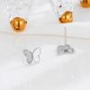 Brincos de borboleta branca com diamantes em prata esterlina 925, elegantes, todos combinados, para unhas, joias da moda, acessórios para brincos femininos
