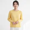 Suéter de punto de algodón 100% puro de alta gama para mujer, diseño versátil de otoño e invierno, corte holgado, capa base de manga larga
