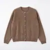 Cardigan de Lã Sem Costura Feminino Fino Macio Sedoso Caxemira Tricô Escovado Peça de Outerwear Feminina Outono Versátil Tricô Início do Outono
