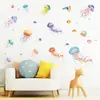 Pegatina de Pared Mundo Submarino Tortuga Marina y Fondo de Algas para Sala de Estar, Habitación Infantil, Decoración de Baño, Extraíble, Transfronteriza Mup2074